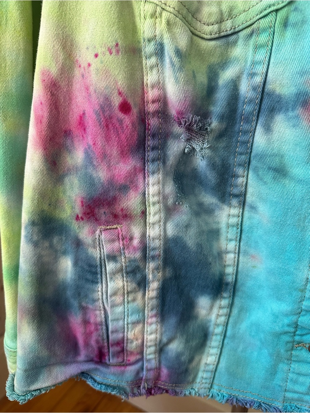 JustFab Pastel Tie-Dye Denim Jacket - Picture 6 of 10